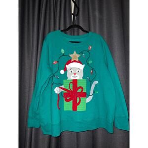 Ugly Christmas Sweater Xmas Sweatshirt Crewneck Size 3X Cat